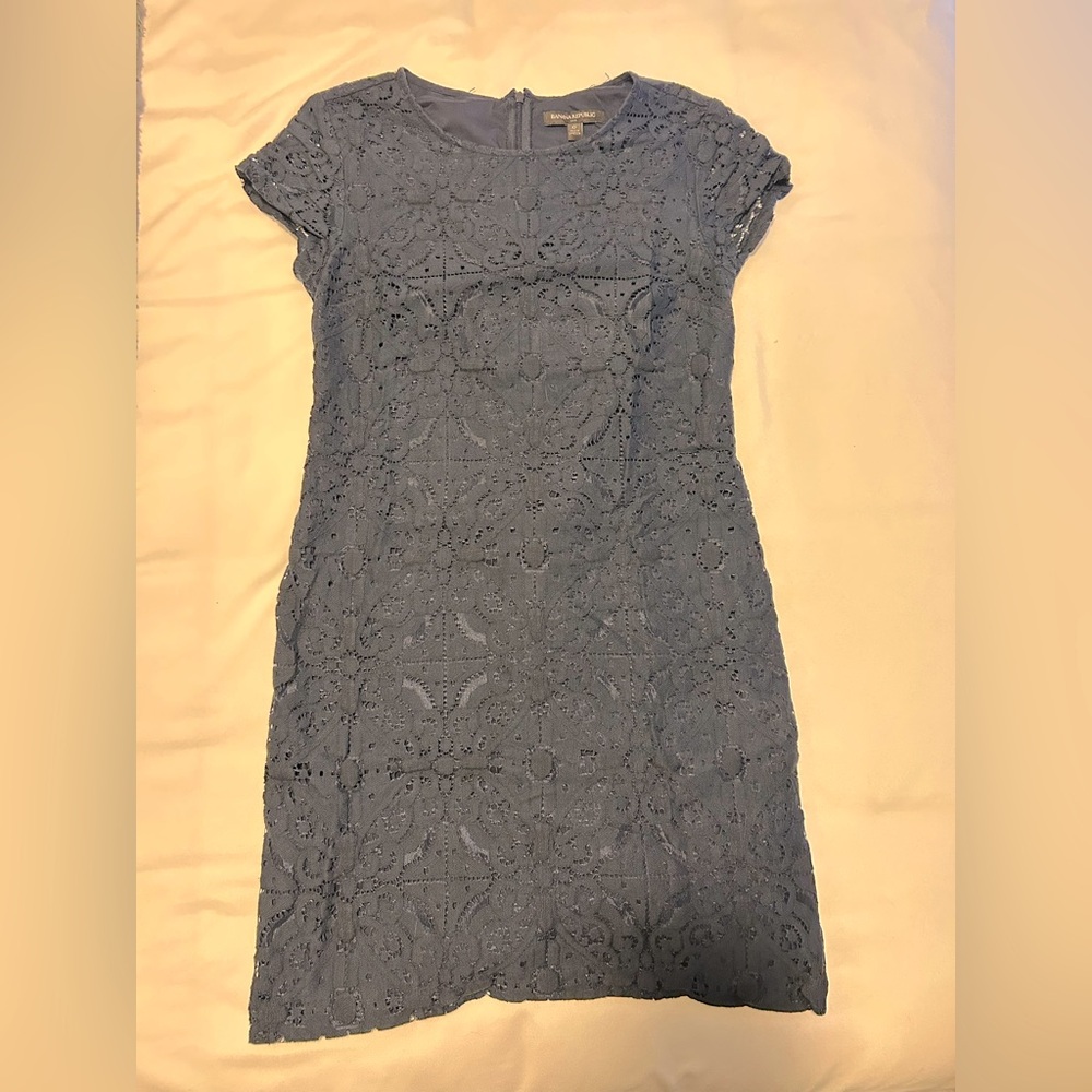 Ann Taylor Lace Mini Dress in Dark Blue